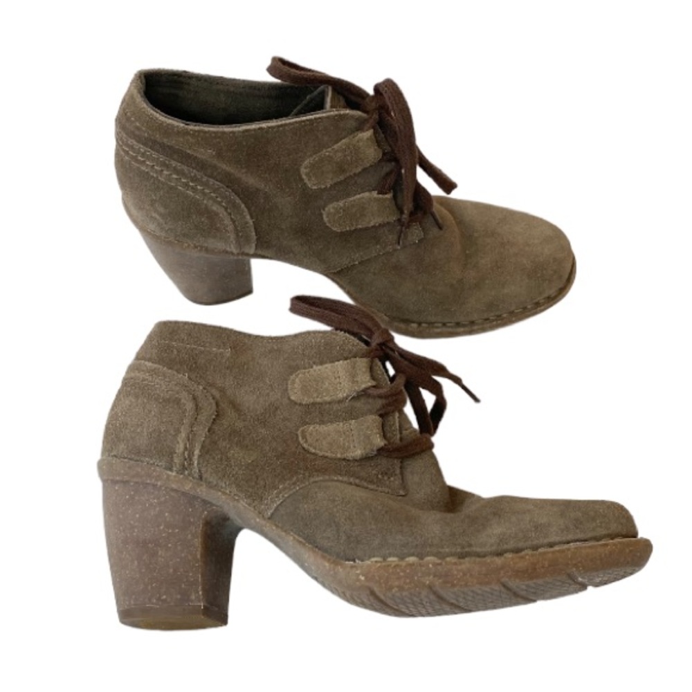 Clarks Artisan Brown Suede Leather Ankle Block Heel Comfort Booties - Picture 2 of 14